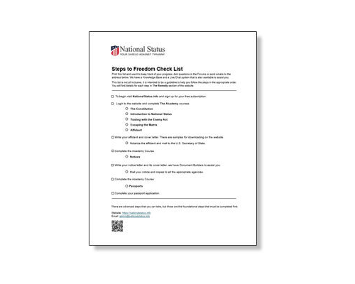 Steps to Freedom Checklist