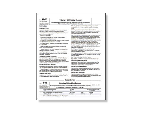 Sample W-4V Form