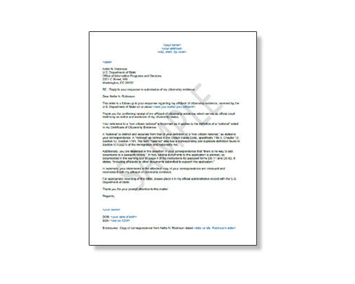 Sample Response Letter to Kellie Robinson