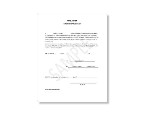 Sample Affidavit of Citizenship Evidence for Minors