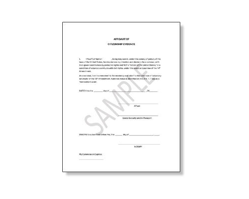 Sample Affidavit of Citizenship Evidence