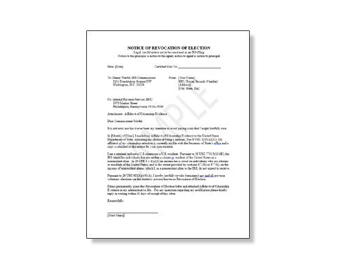 Sample Revocation of Election - One Page